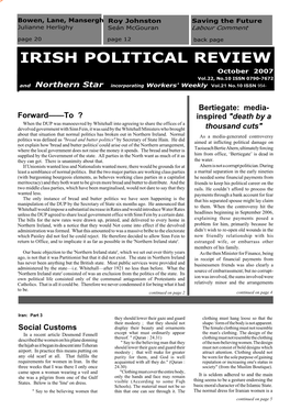 Irish Political Review, October 2007