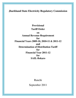 Tariff Order for SAIL-Bokaro 2011-12