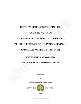 History of Ralston Purina Co. and the Work of William H. Danforth and Donald E. Danforth