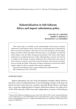 Industrialization in Sub-Saharan Africa and Import Substitution Policy