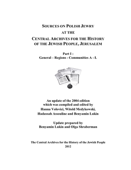 Sources on Polish Jewry at the Central Archives for the History of the Jewish People, Jerusalem