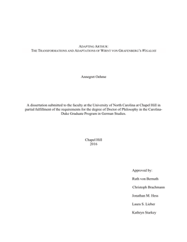 Annegret Oehme a Dissertation Submitted to the Faculty at The