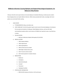 Midbrain Infarction Causing Diplopia and Atypical Neurological Symptoms: an Abducens Palsy Review