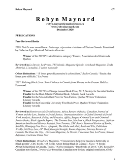 Maynard Academic CV