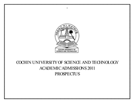 Cochin University of Science and Technology Academic Admissions 2011 Prospectus