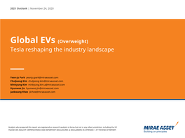 Global Evs (Overweight) Tesla Reshaping the Industry Landscape