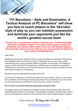 Tika-Taka’ Style of Play So You Can Maintain Possession and Dominate Your Opponents Just Like the World’S Greatest Soccer Team