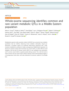 Whole-Exome Sequencing Identifies Common and Rare Variant Metabolic