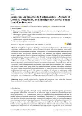 Landscape Approaches to Sustainability—Aspects of Conflict, Integration, and Synergy in National Public Land-Use Interests