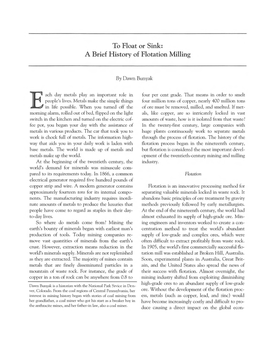 To Float Or Sink: a Brief History of Flotation Milling