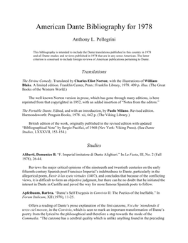 American Dante Bibliography for 1978.Pdf