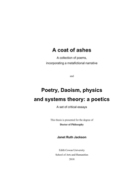 A Coat of Ashes Poetry, Daoism, Physics and Systems Theory
