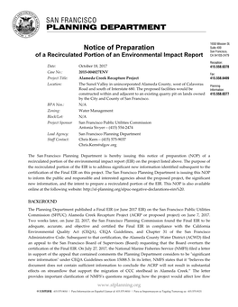 Notice of Preparation of a Recirculated Portion of an Environmental Impact Report