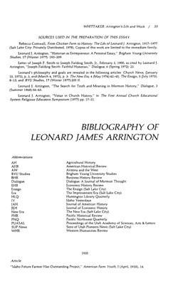 Bibliography of Leonard James Arrington