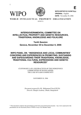 Intergovernmental Committee on Intellectual Property and Genetic Resources, Traditional Knowledge and Folklore