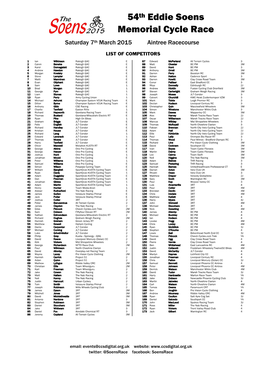 54Th Eddie Soens Memorial Cycle Race