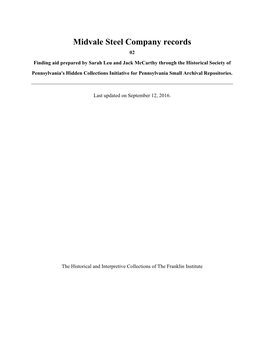 Midvale Steel Company Records