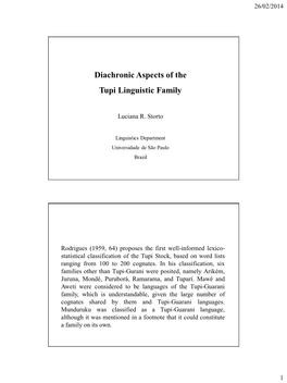Diachronic Aspects of the Tupi Linguistic Family
