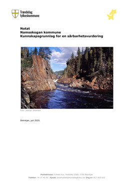Notat Namsskogan Kommune Kunnskapsgrunnlag for En Sårbarhetsvurdering