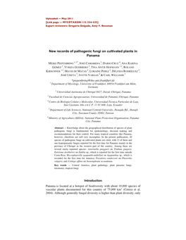 New Records of Pathogenic Fungi on Cultivated Plants in Panama