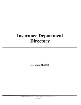 Insurance Department Directory