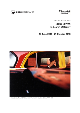 SAUL LEITER in Search of Beauty 29 June 2018 / 21 October 2018