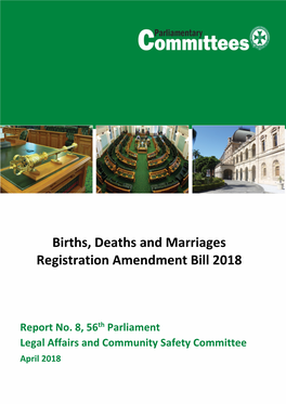 Report No. 8, Births, Deaths and Marriages Registration Amendment