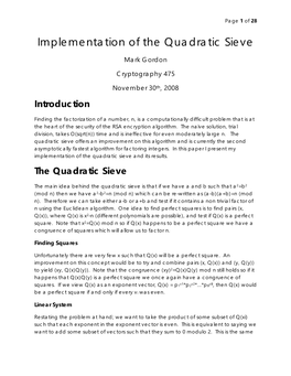 Implementation of the Quadratic Sieve