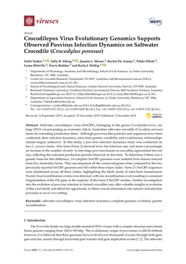 Crocodilepox Virus Evolutionary Genomics Supports Observed Poxvirus Infection Dynamics on Saltwater Crocodile (Crocodylus Porosus)