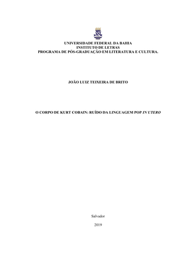 O Corpo De Kurt Cobain: Ruído Da Linguagem Pop in Utero