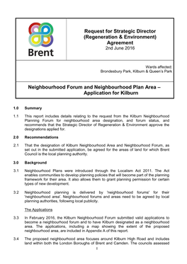 Kilburn Neighbourhood Area and Forum Designation Application