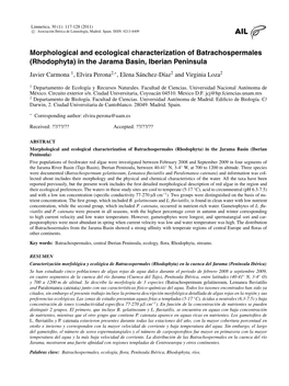 Morphological and Ecological Characterization of Batrachospermales (Rhodophyta) in the Jarama Basin, Iberian Peninsula