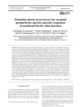 Potential Effects of Sea-Level Rise on Plant Productivity:: Species-Specific Responses in Northeast Pacific Tidal