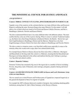 The Ponitifical Council for Justice and Peace