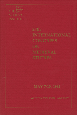 27Th International Congress on Medieval Studies