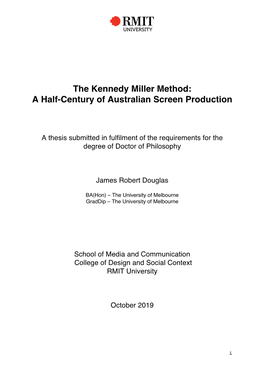 The Kennedy Miller Method: a Half-Century of Australian Screen Production