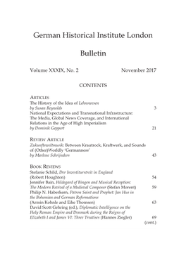German Historical Institute London Bulletin Vol 39 (2017), No. 2