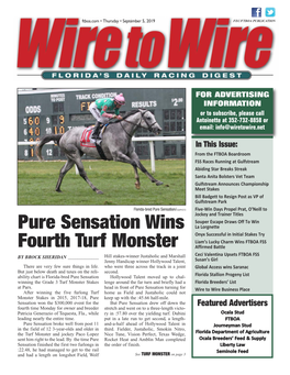 Pure Sensation Wins Fourth Turf Monster