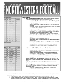 Offense Game Notes Senior Running Back Justin Jackson Finished With