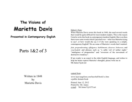 Marietta Davis Editor’S Note: When Marietta Davis Wrote This Book in 1848, She Used Several Words That Would Be Quite Difficult for Most Modern Readers