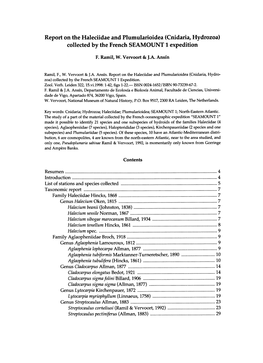 Report on the Haleciidae and Plumularioidea (Cnidaria, Hydrozoa) Collected by the French SEAMOUNT 1 Expedition