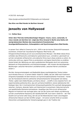 Jenseits Von Hollywood