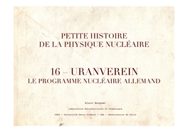 16 – Uranverein� Le Programme Nucléaire Allemand