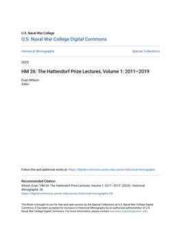 HM 26: the Hattendorf Prize Lectures, Volume 1: 2011–2019