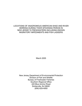 Locations of Anadromous American Shad and River Herring