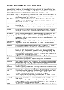 GLOSSARY of ABBREVIATIONS and TERMS by Dilwyn Jones and Lee Privett