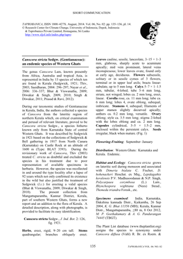 135 Canscora Stricta Sedgw. (Gentianaceae): an Endemic