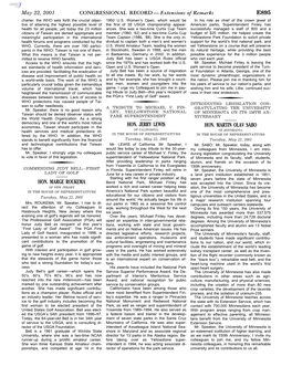 CONGRESSIONAL RECORD— Extensions of Remarks E895 HON. MARGE ROUKEMA HON. JERRY LEWIS HON. MARTIN OLAV SABO