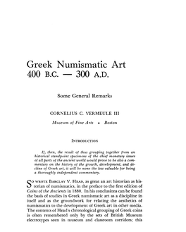 Greek N Utnistnatic Art 400 B.C