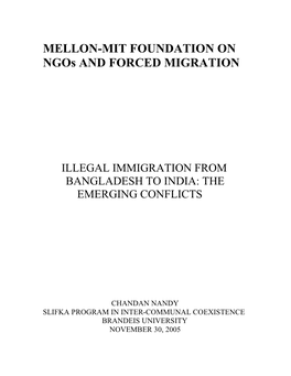 MELLON-MIT FOUNDATION on Ngos and FORCED MIGRATION